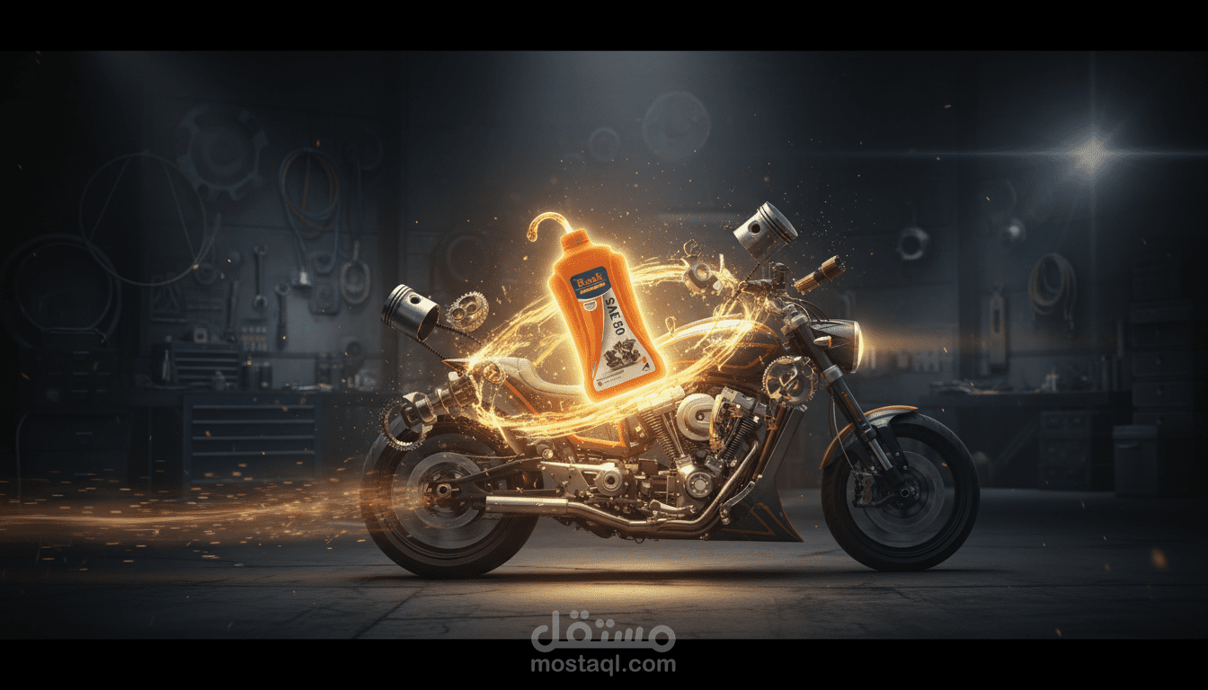 تصميم شعار واستيكر ومنتج لزيت موتوسيكلات