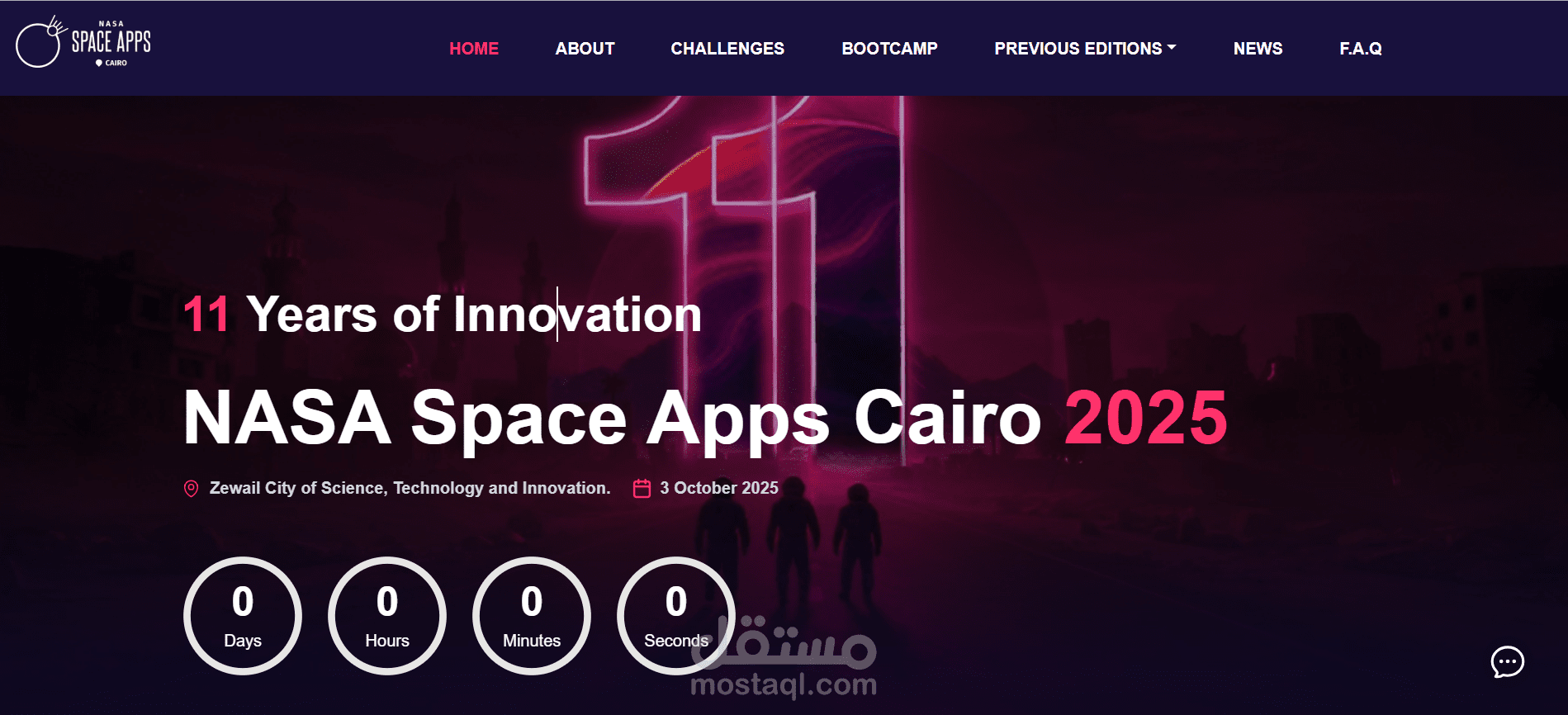 تطوير موقع ولوحة تحكم NASA Space Apps Cairo باستخدام Next.js