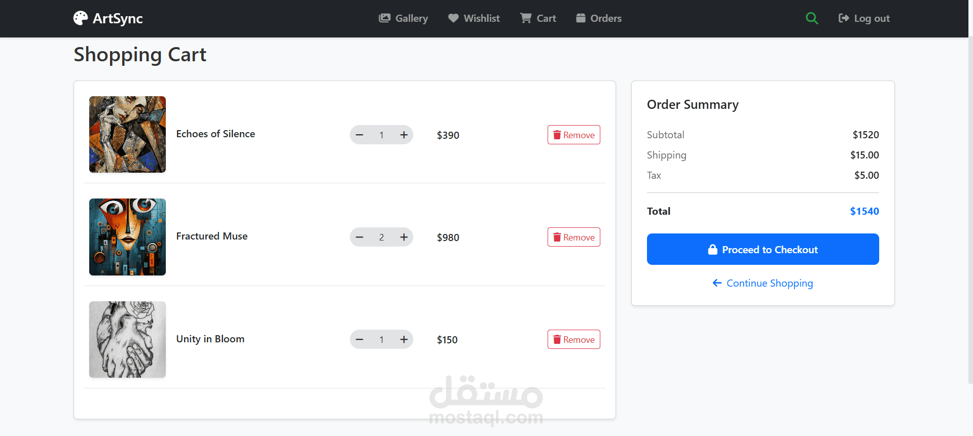 تطوير منصة ArtSync لعرض وإدارة الأعمال الفنية باستخدام JavaScript