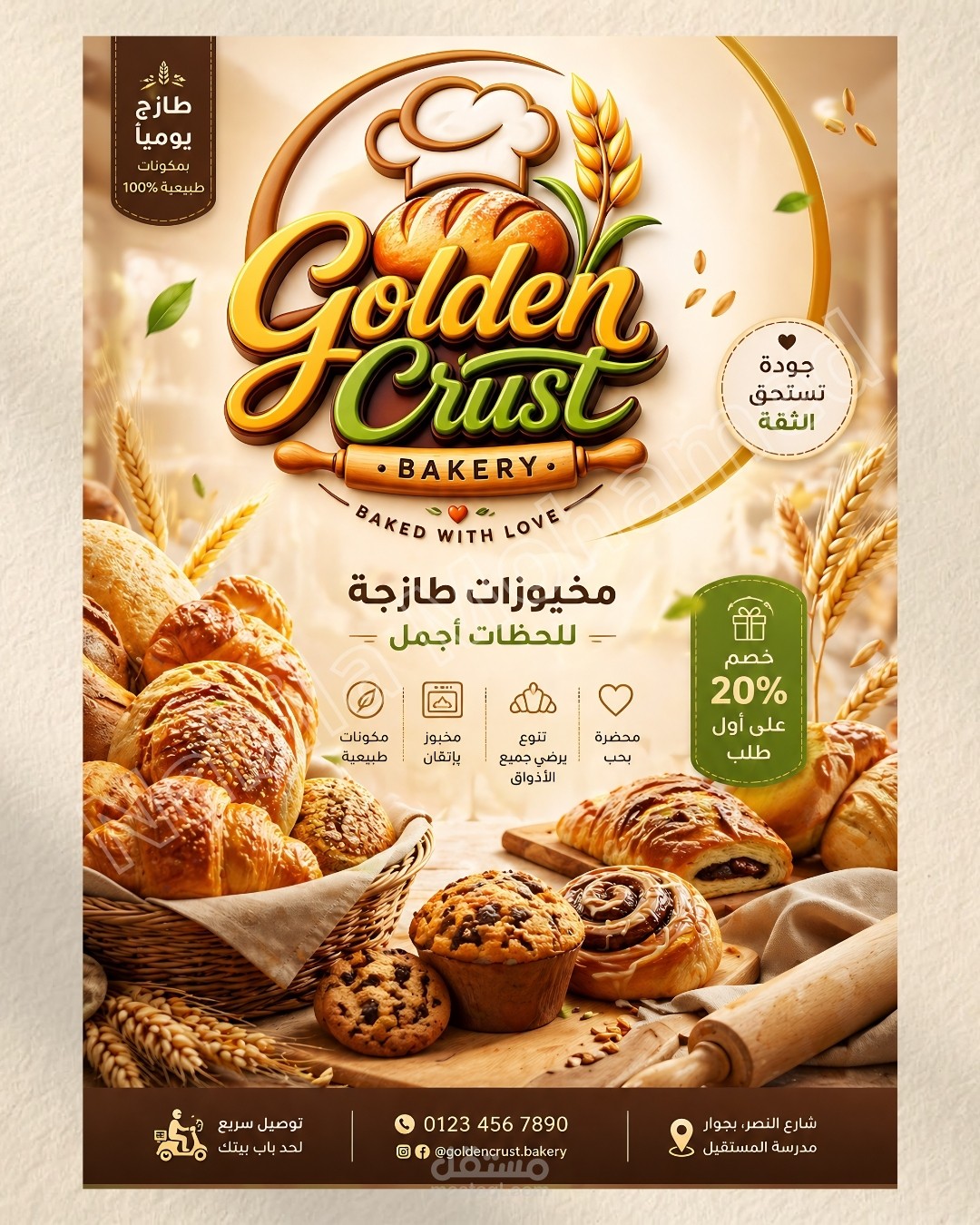 تصميم بوستر إعلاني احترافي لمتجر مخبوزات
