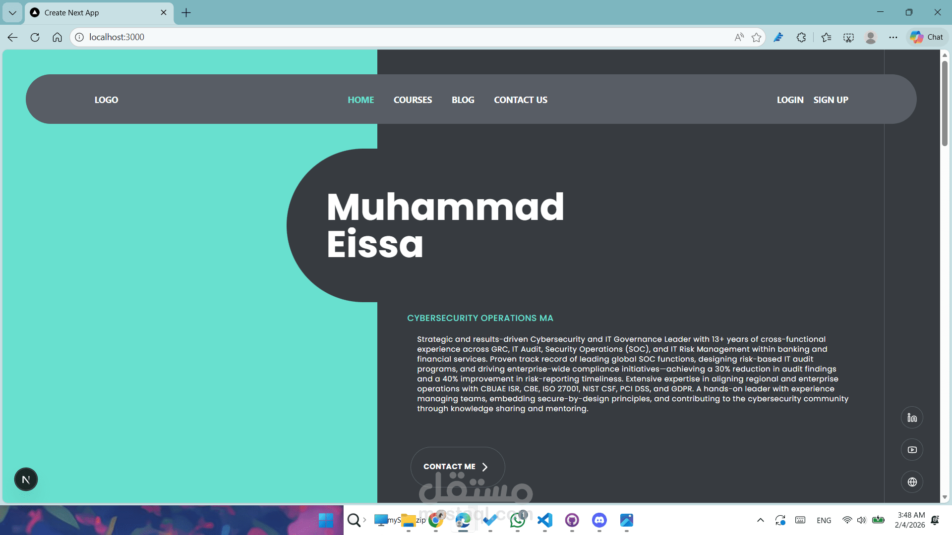 محفظة ديناميكية لموقع أكاديمية تعلم الأمن السيبراني (dynamic portfolio for a cybersecurity learning academy)