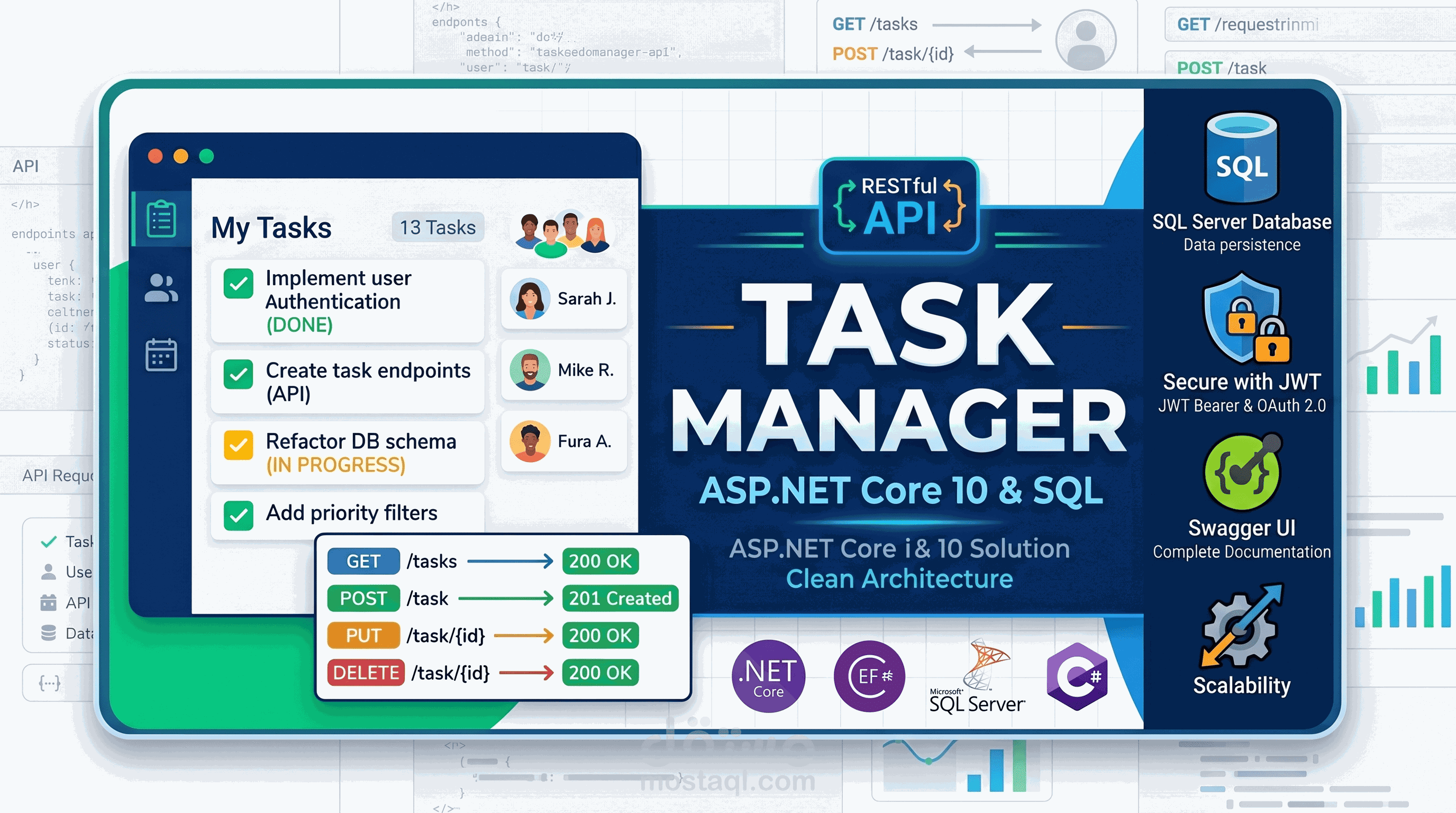 Task Manager API — نظام إدارة مهام بـ ASP.NET Core و JWT Authentication