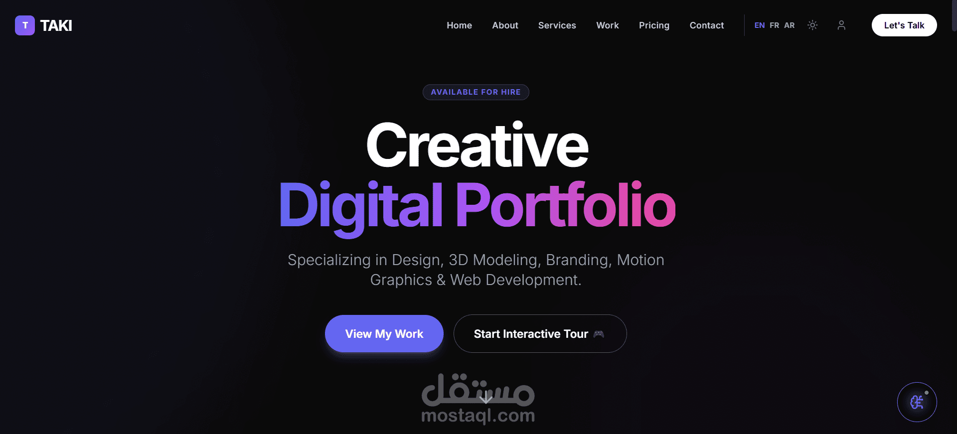 تصميم موقع بورتفوليو احترافي لعرض الأعمال مع واجهة عصرية