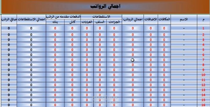 نظام محاسبي لحساب الرواتب بكل تفاصيله (الإضافات والخصومات)