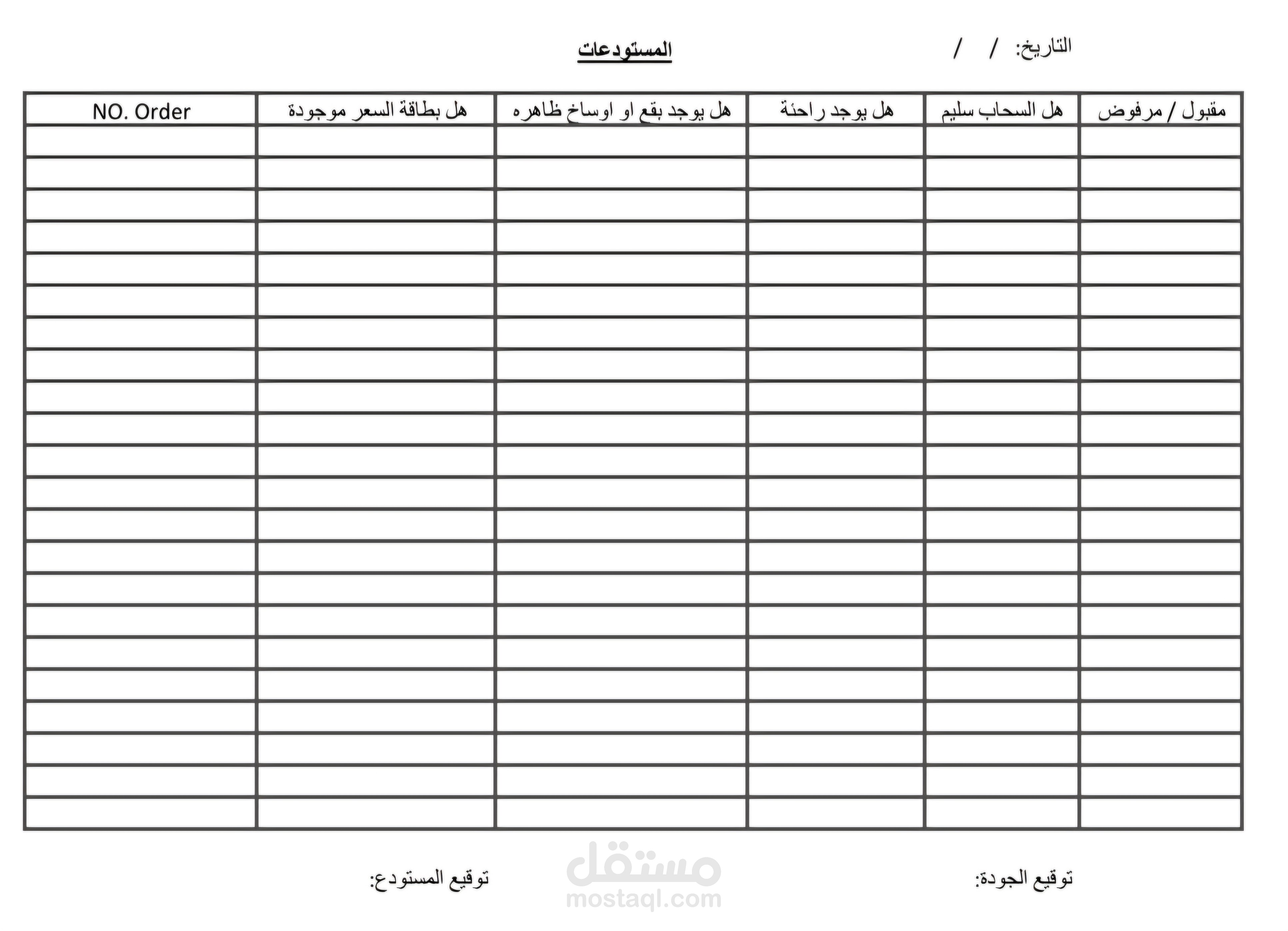 نموذج فحص الجودة (Quality Inspection Checklist)
