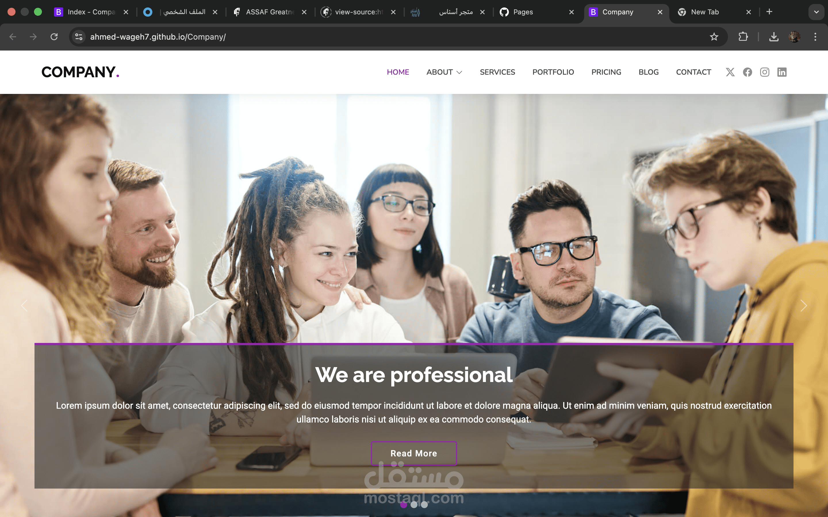 موقع  Company – تصميم واجهة أمامية حديثة ومتجاوبة