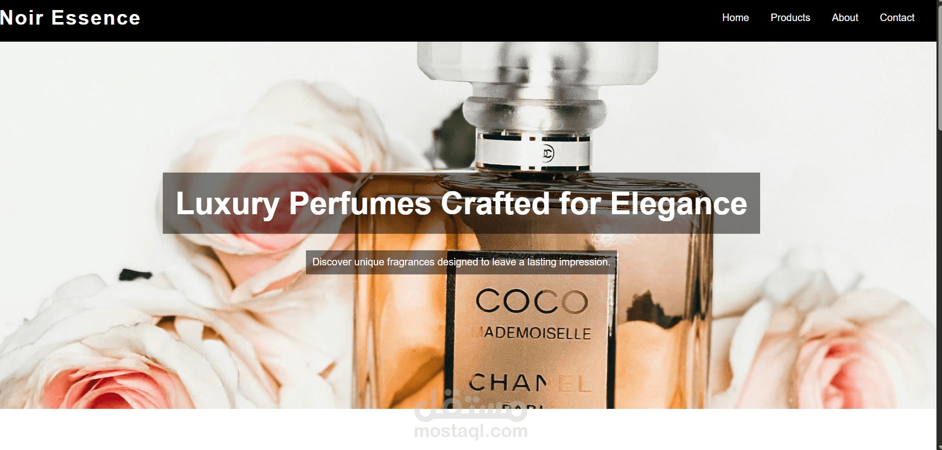 تصميم موقع ويب لبراند عطور باستخدام HTML و CSS