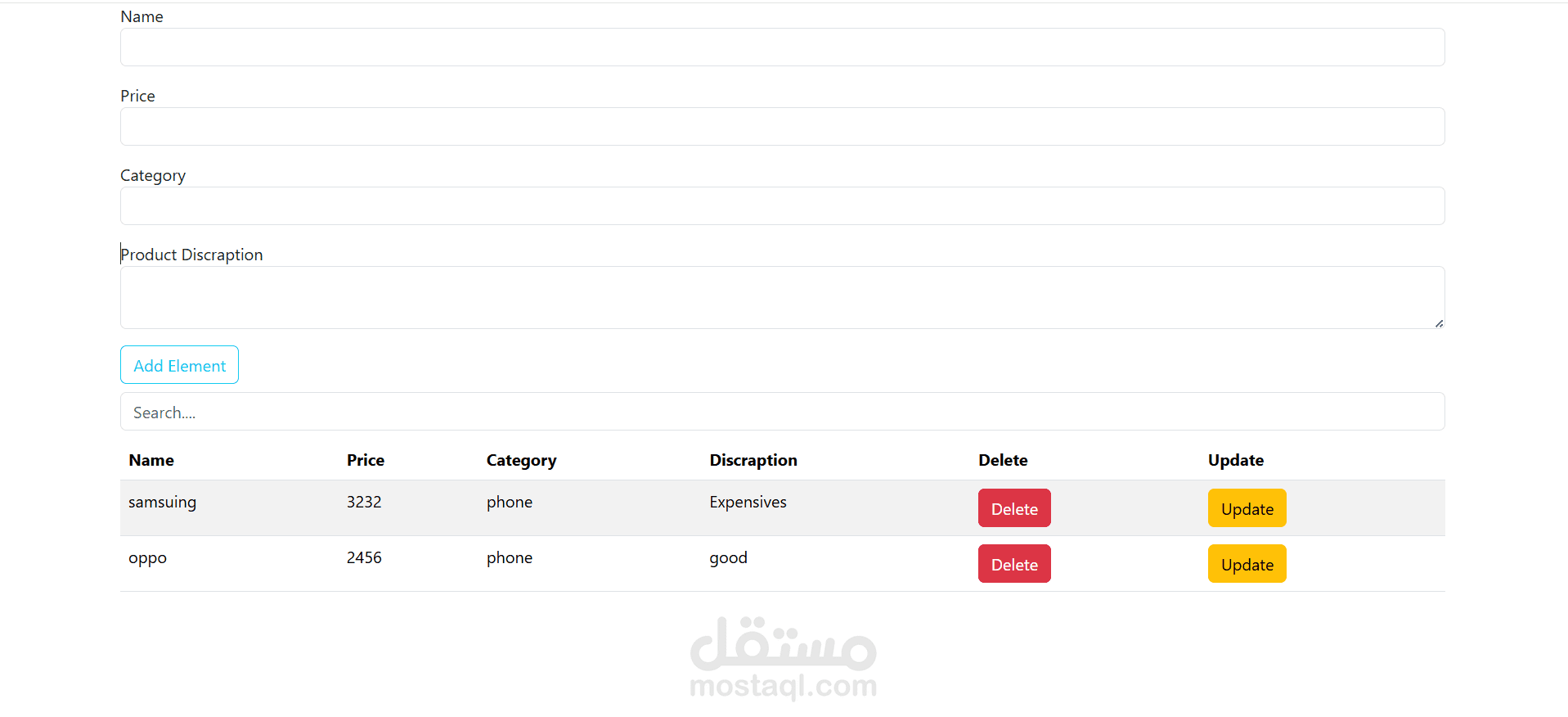 Dynamic Product Management Dashboard | Add, Edit, Delete & Search Products