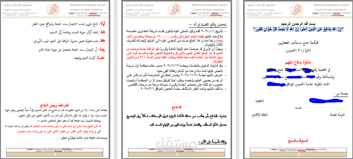 مذكرة دفاع