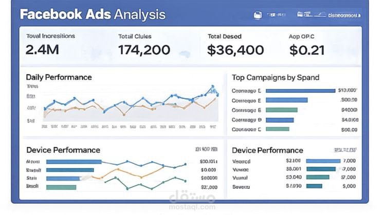 لوحة تحليل إعلانات فيسبوك (Facebook Ads Dashboard)