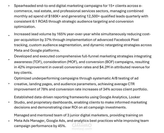 سيرة ذاتية لمسوق رقمي محترف – Digital Marketing CV