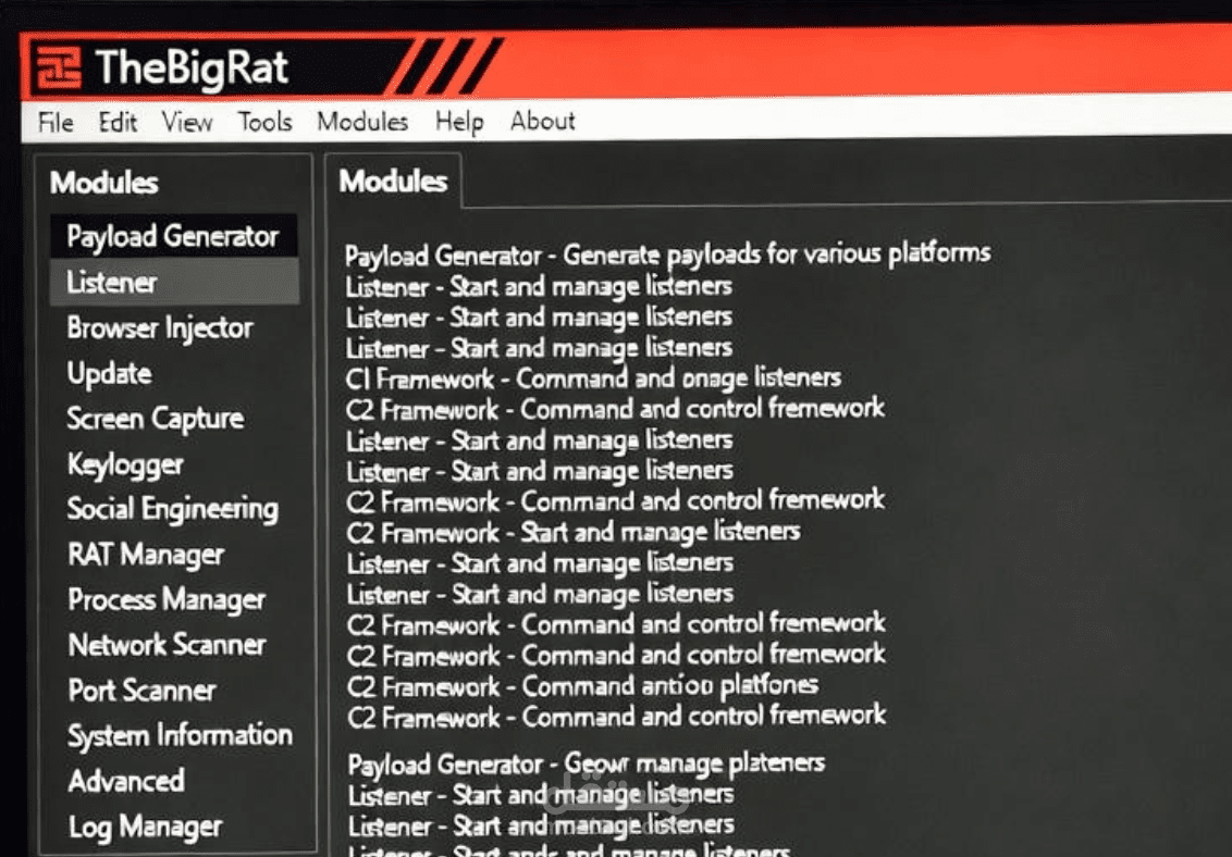 TheBigRat – أداة اختبار اختراق وتعليم أمني متقدمة (Red Team Toolkit للأغراض التعليمية والبحثية فقط)