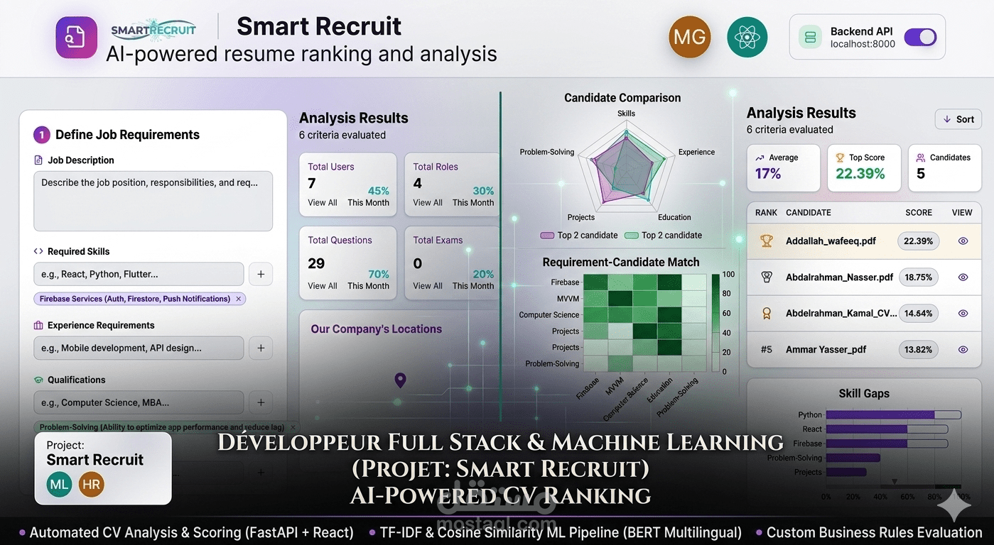مطور Full Stack وMachine Learning – مشروع Smart Recruit