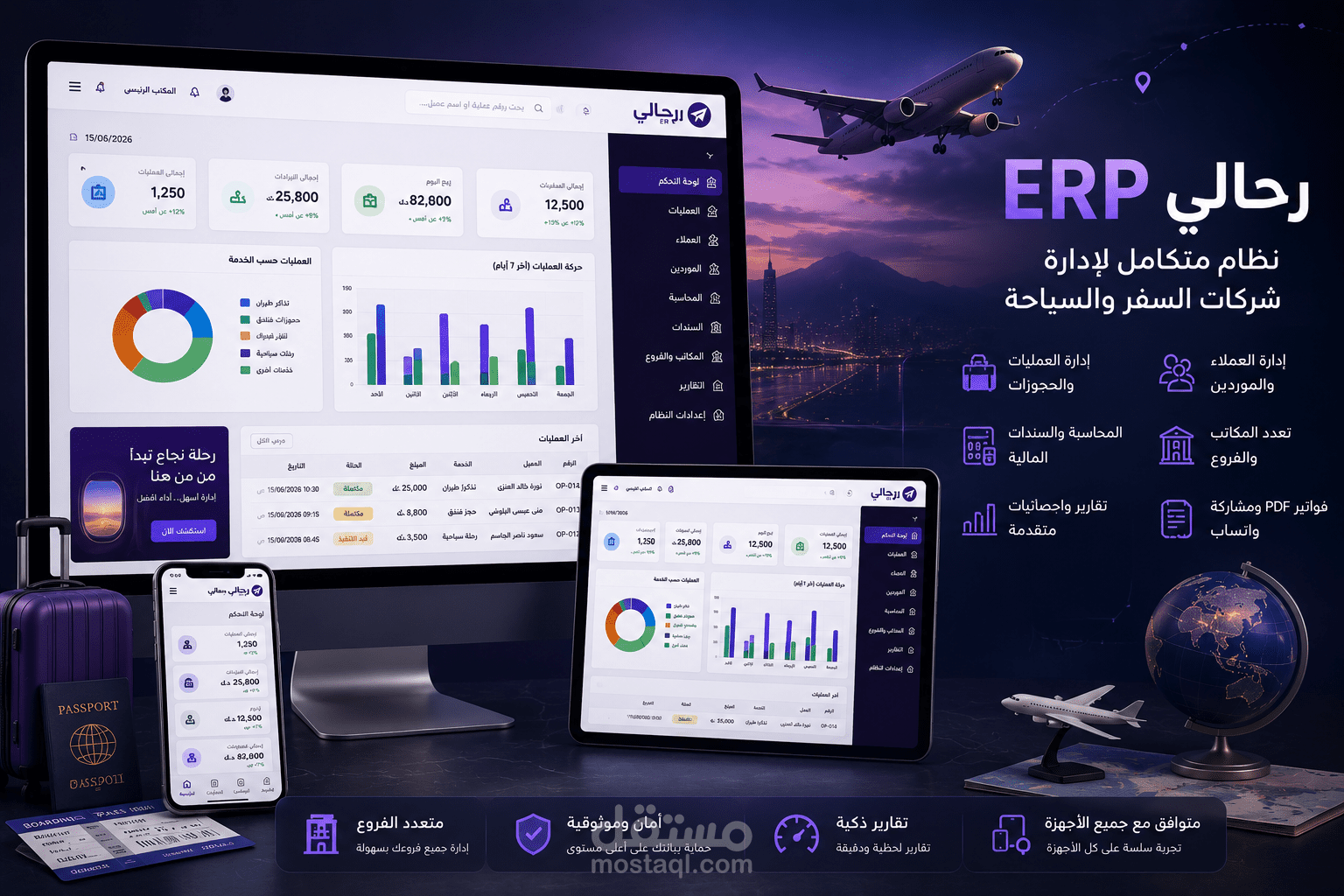 نظام ERP متكامل لشركات السفر والسياحة متعدد الفروع والمستخدمين