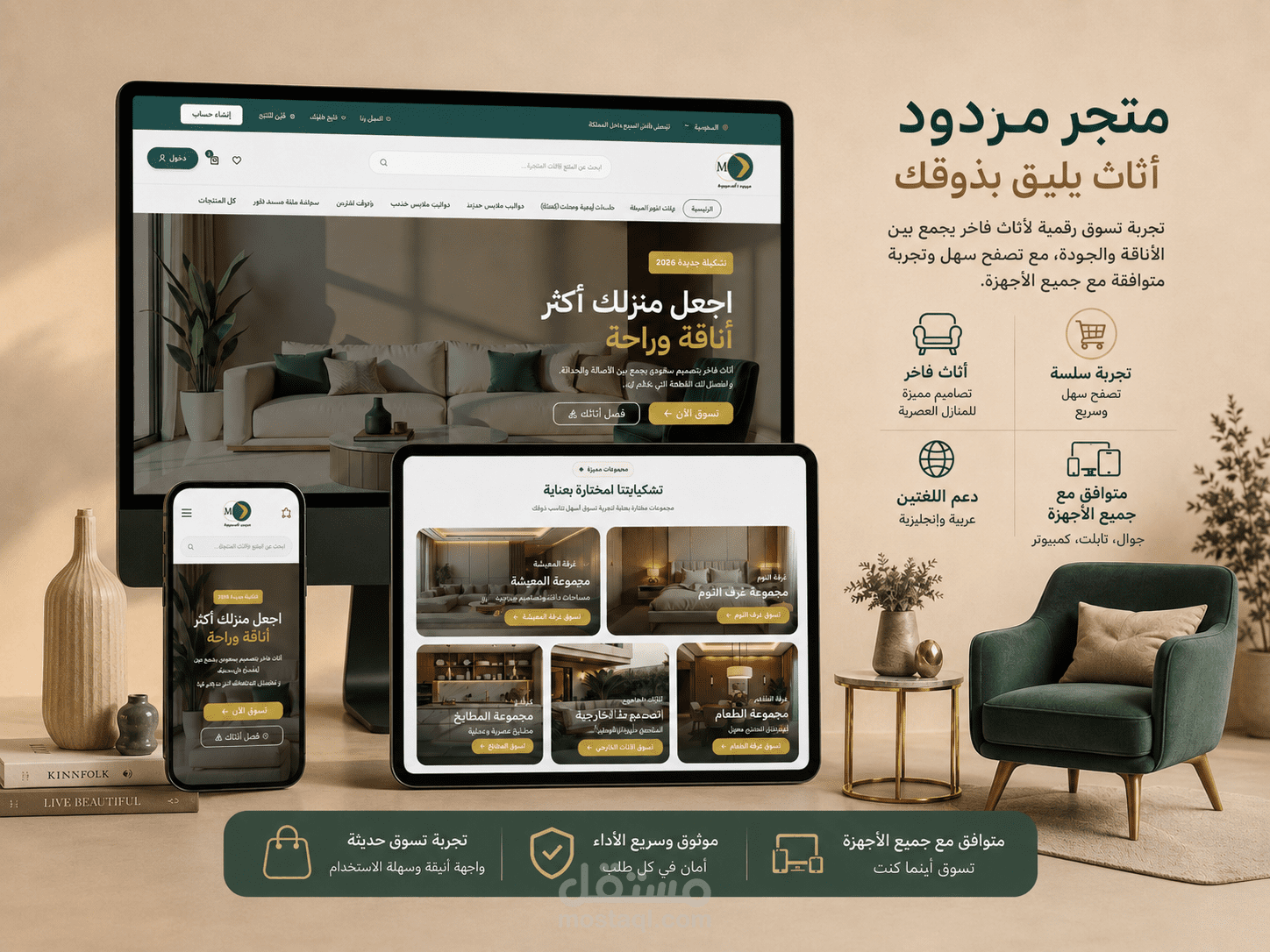 تطوير متجر مردود السعودي للأثاث مع نظام ذكاء اصطناعي متكامل