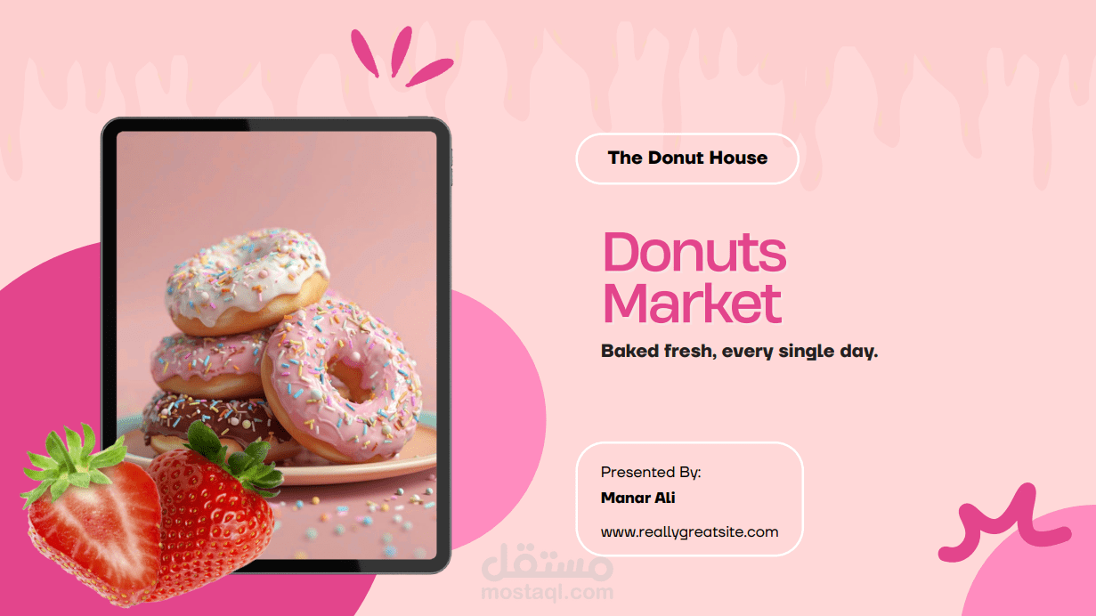 تصميم عرض تقديم تسويقي وجذاب لبراند Donuts