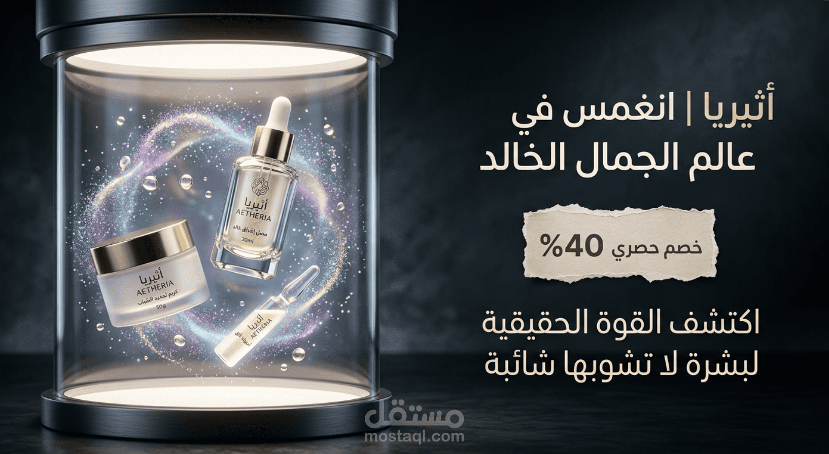 تصميم بنر إعلاني احترافي لمنتجات العناية والتجميل
