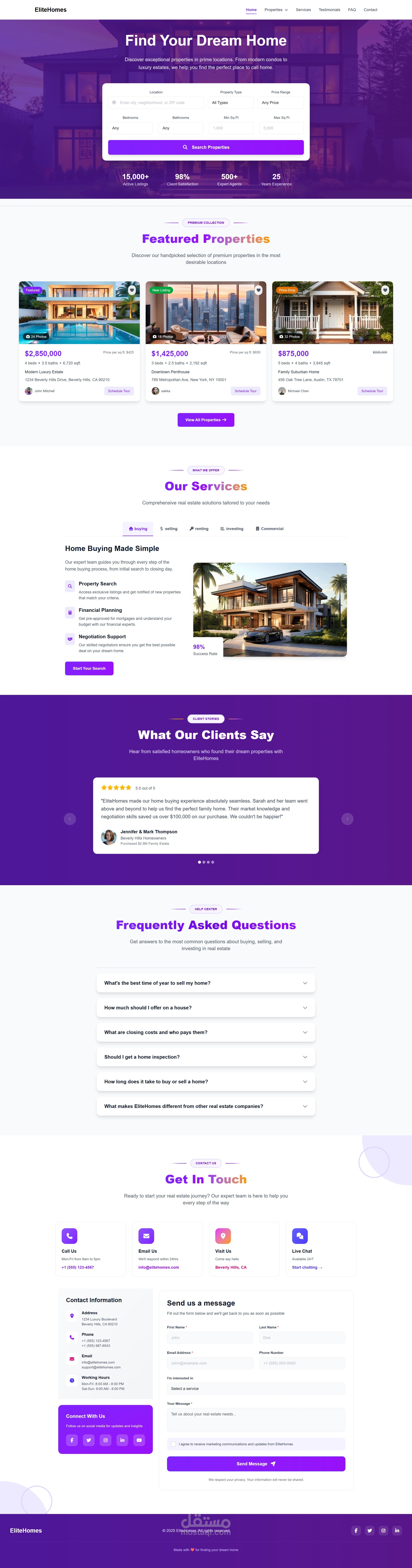 Elite Homes – Luxury Real Estate Landing Page