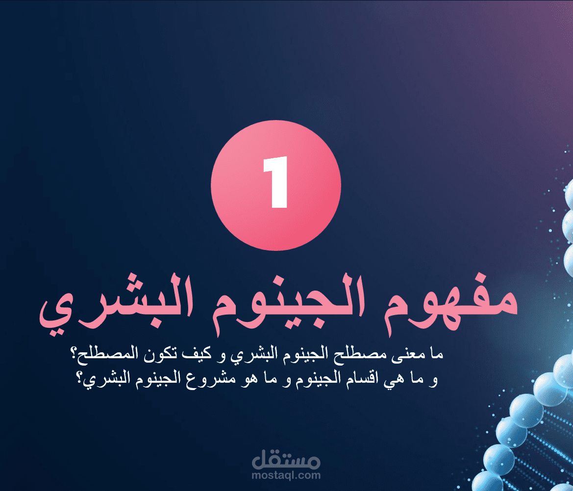 عرض تقديمي احترافي عن الجينوم البشري وتطبيقاته في الطب العدلي