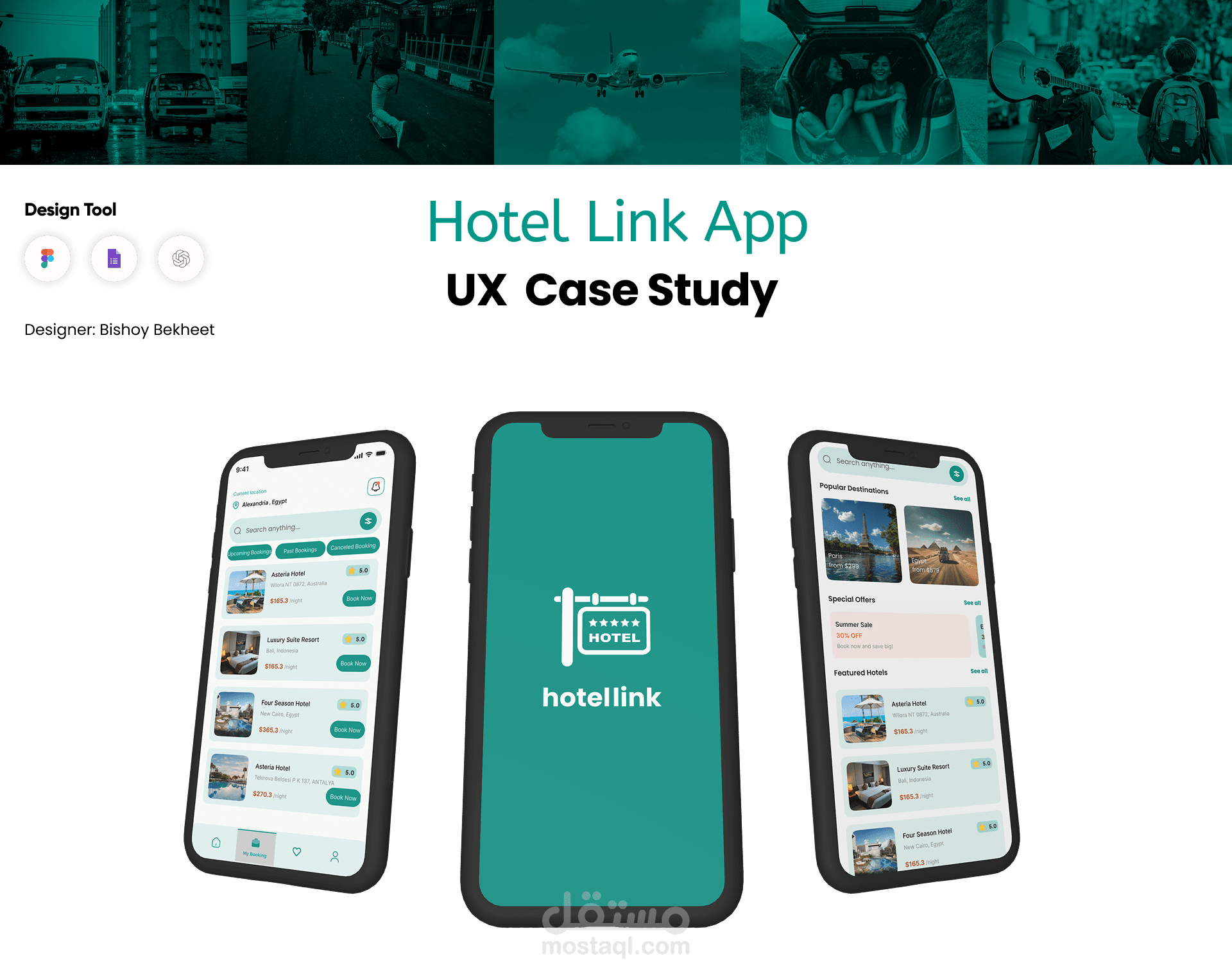 UI/UX Case Study لتطبيق HotelLink لحجز الفنادق (بحث – تصميم – تجربة مستخدم)