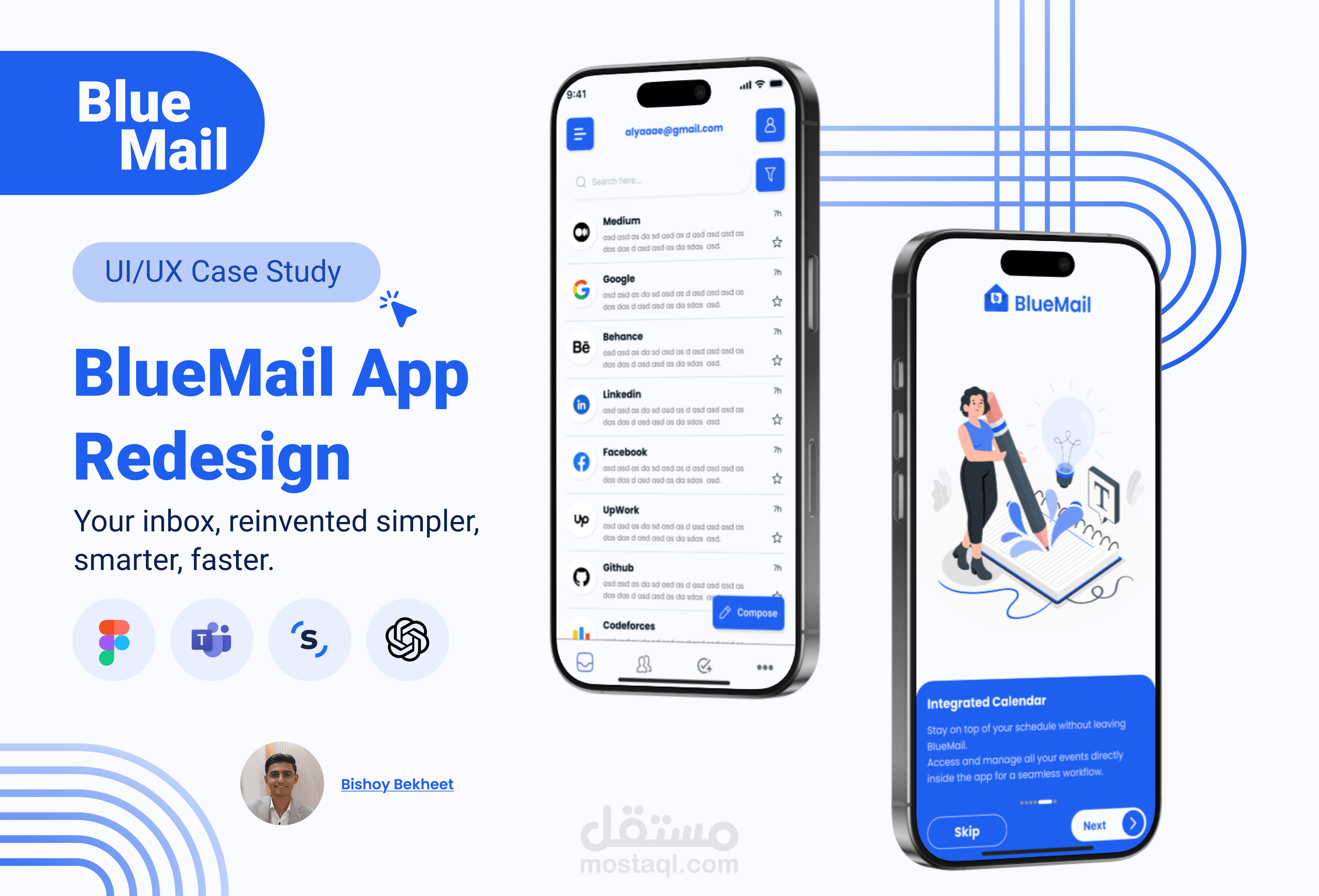 إعادة تصميم UI/UX لتطبيق BlueMail || UI/UX Redesign for BlueMail Email App (Mobile Case Study)