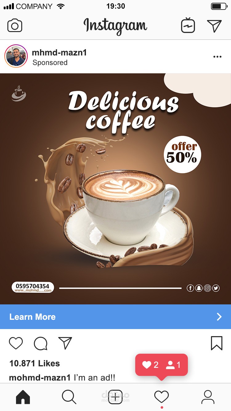 تصميم بوستر إعلاني احترافي لمنتج قهوة بلمسة فنية