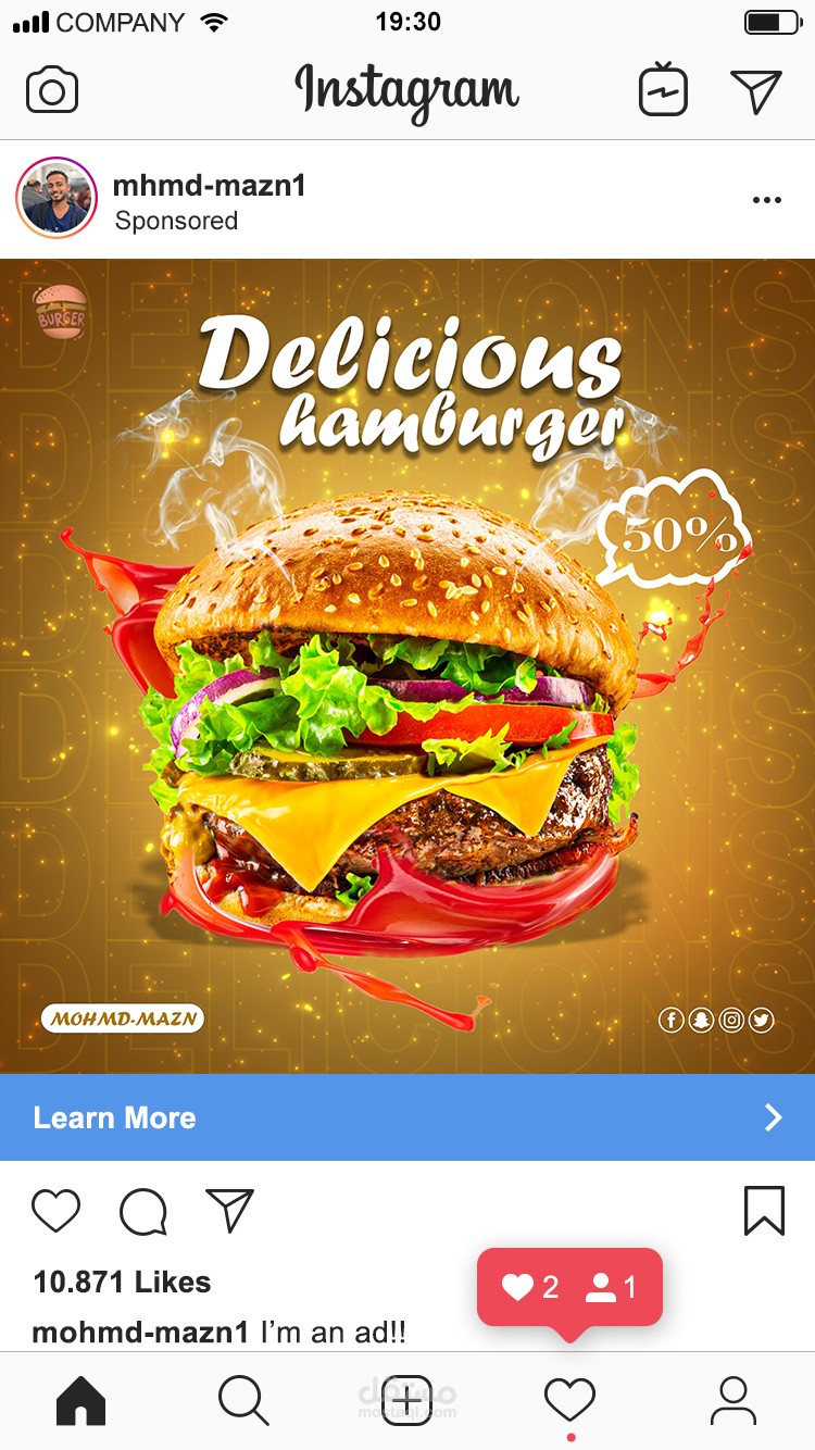 تصميم سوشال ميديا لهمبرجر