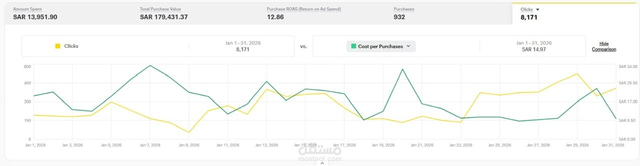 حققت 179,431 ريال مبيعات لمتجر سكين كير و كوزماتيكس بإنفاق 13,951 ريال فقط (ROAS 12.86