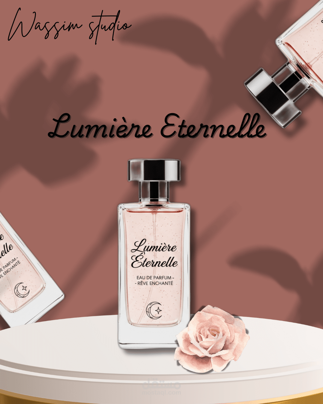 تصميم إعلان تجاري لـ "عطر فاخر" بصيغة الـ Visual Art