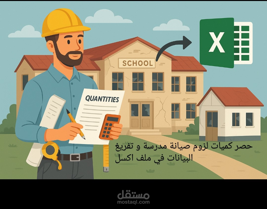 حصر كميات لزوم صيانة مدرسة وكالة و تفريغها على Excel
