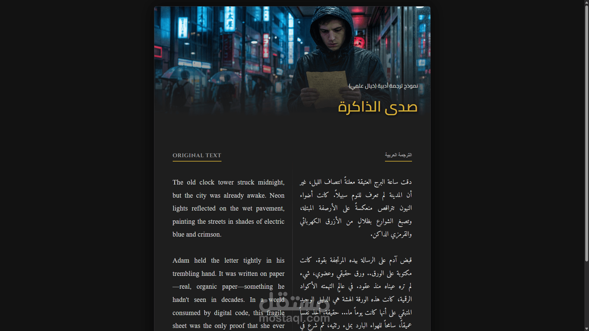 ترجمة وتصميم نموذج أدبي (خيال علمي)