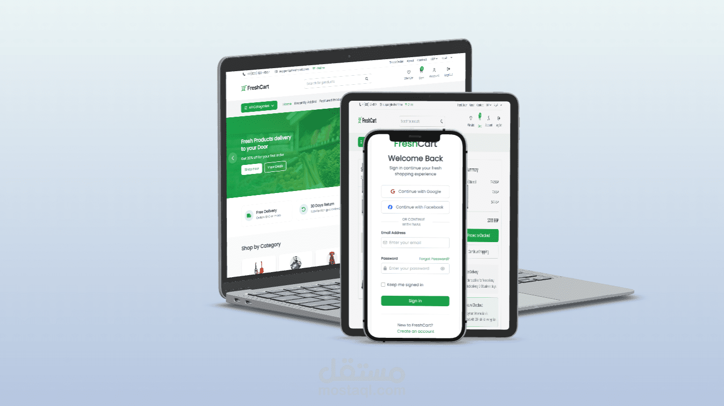 متجر إلكتروني احترافي متكامل React + Tailwind