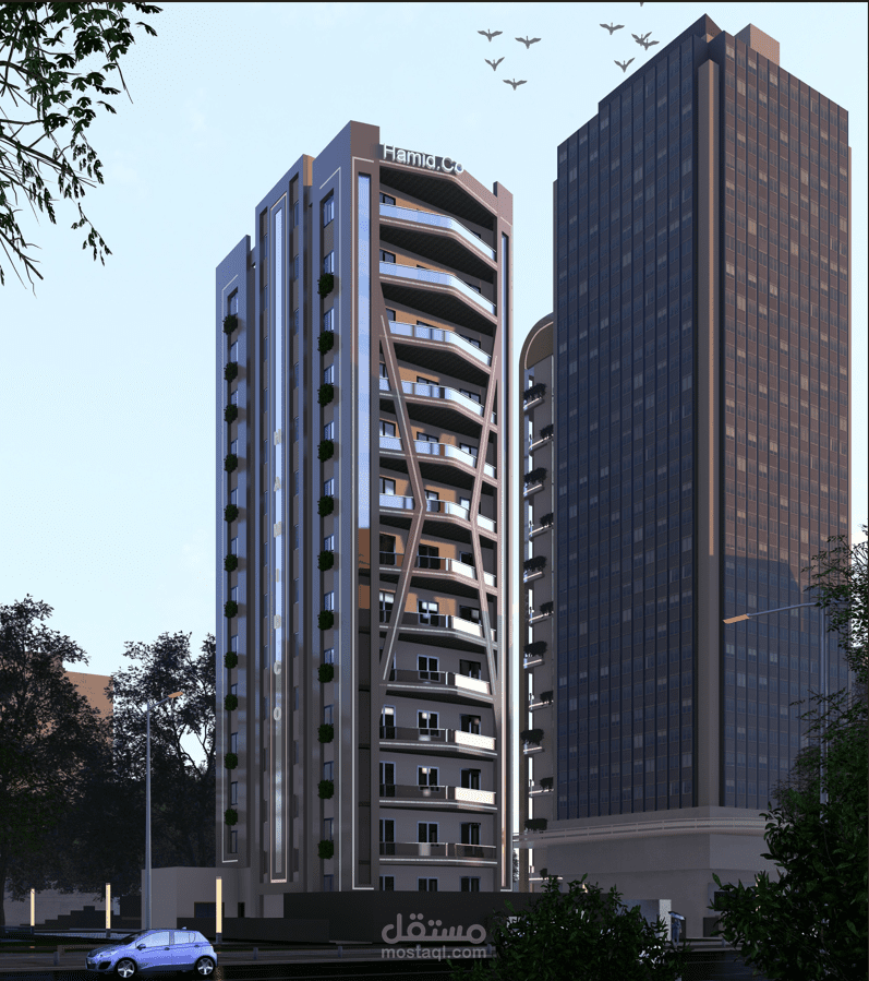 دراسة انشائية برج سكني 15 طابق