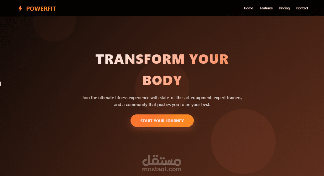 صفحة ويب جذابة لبراند جيم PowerFit Gym