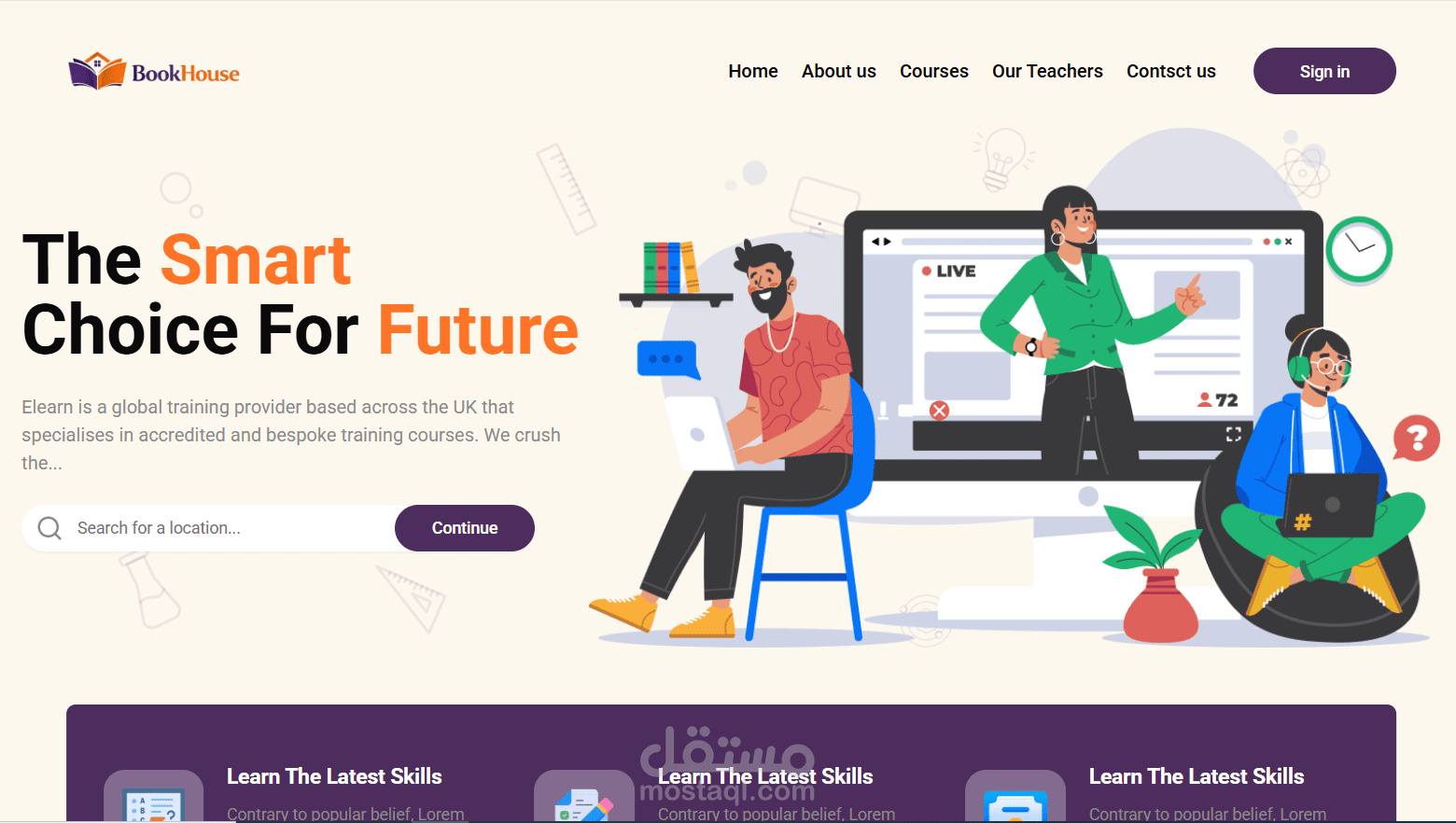 تطوير واجهة موقع متجر كتب (Book House)