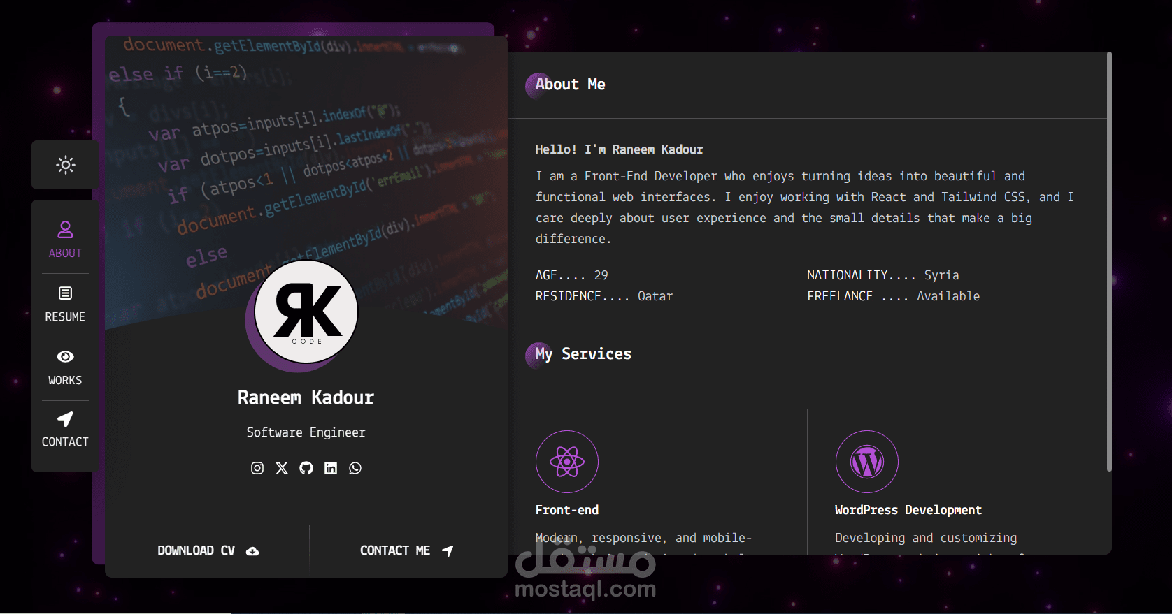 تطوير موقع Portfolio شخصي