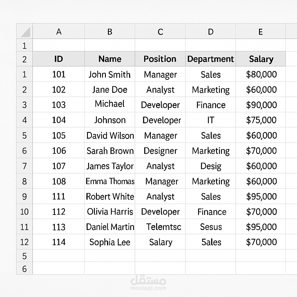 تنظيم جداول بيانات Excel  بدقة واجترافية