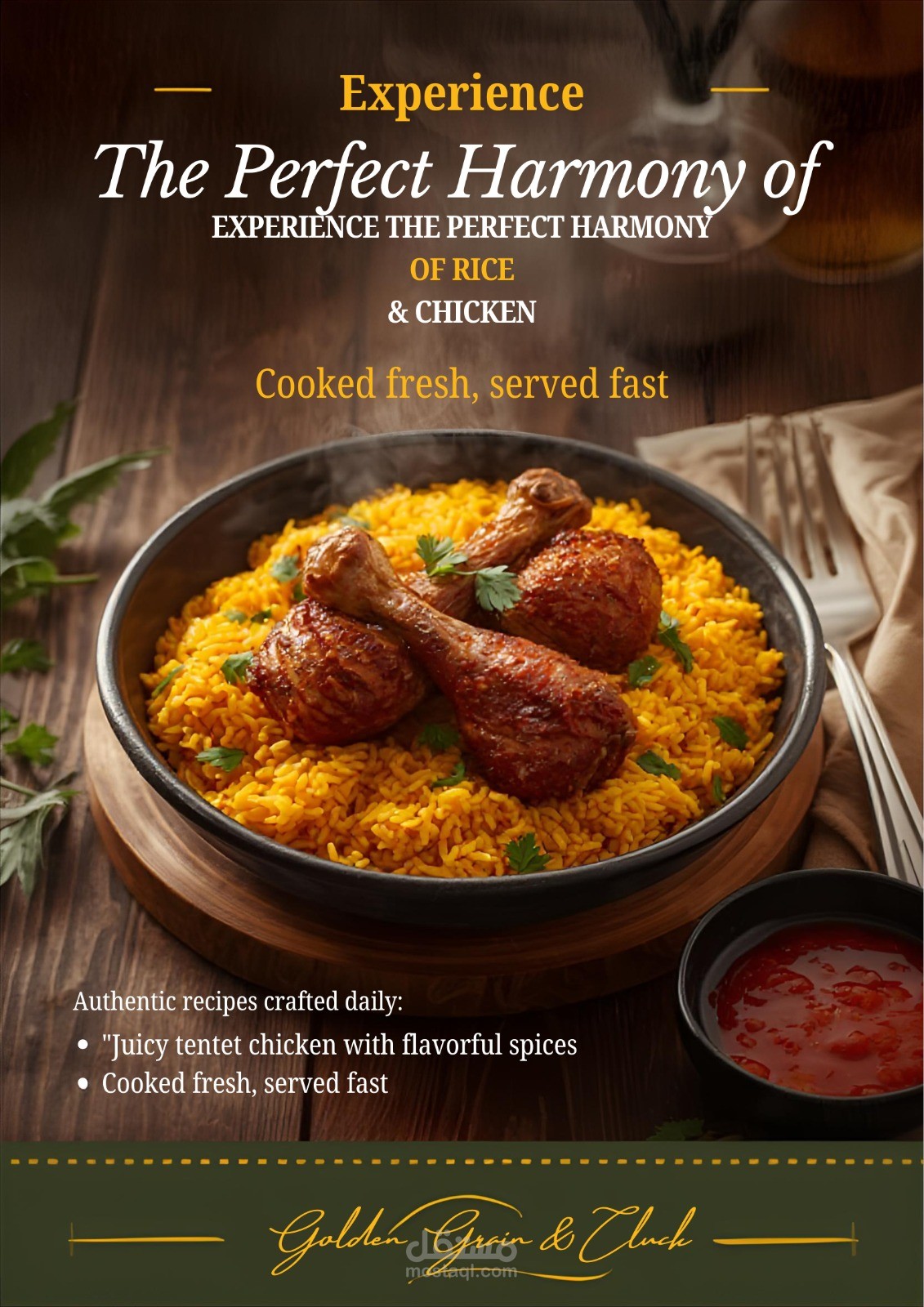 Professional Food Promotion Poster – Rice & Chicken Harmony Campaign