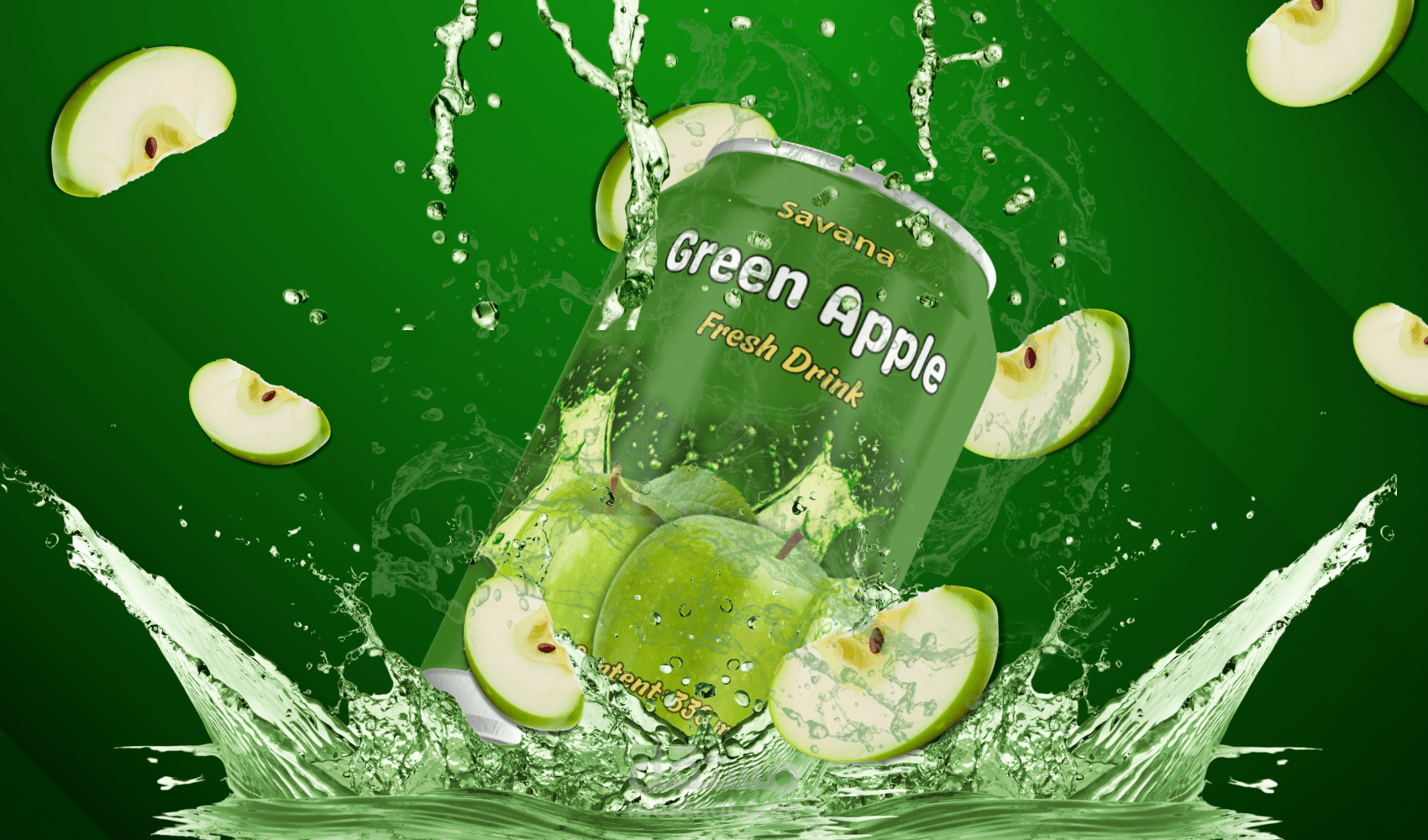 تصميم عبوة مشروب التفاح الأخضر المنعش