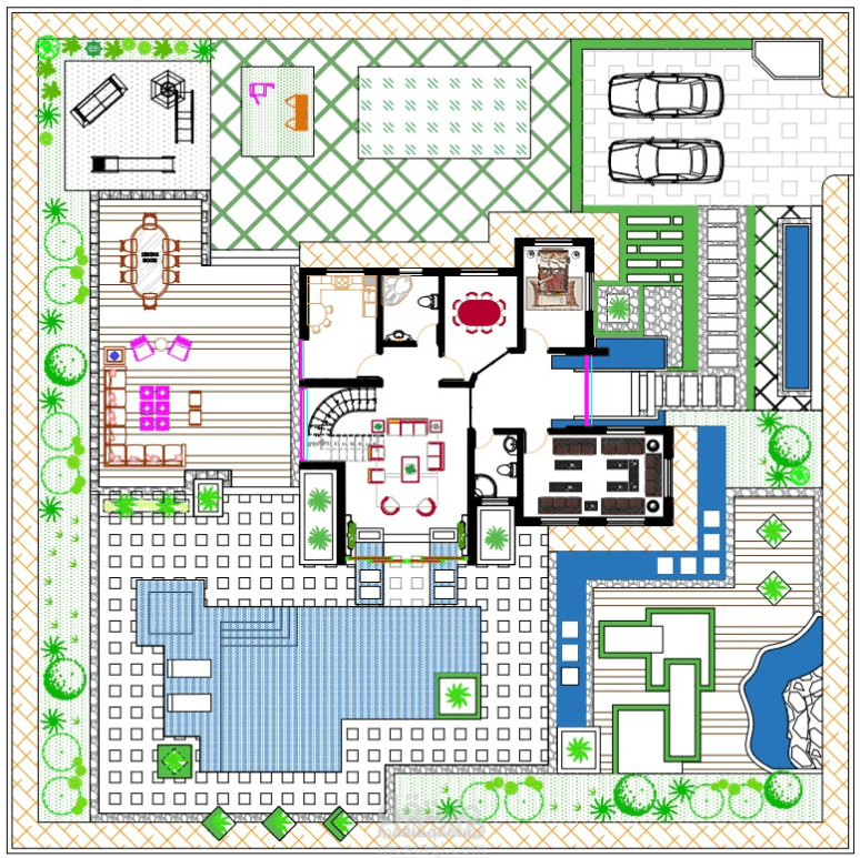 تصميم معماري 2D لفيلا سكنية