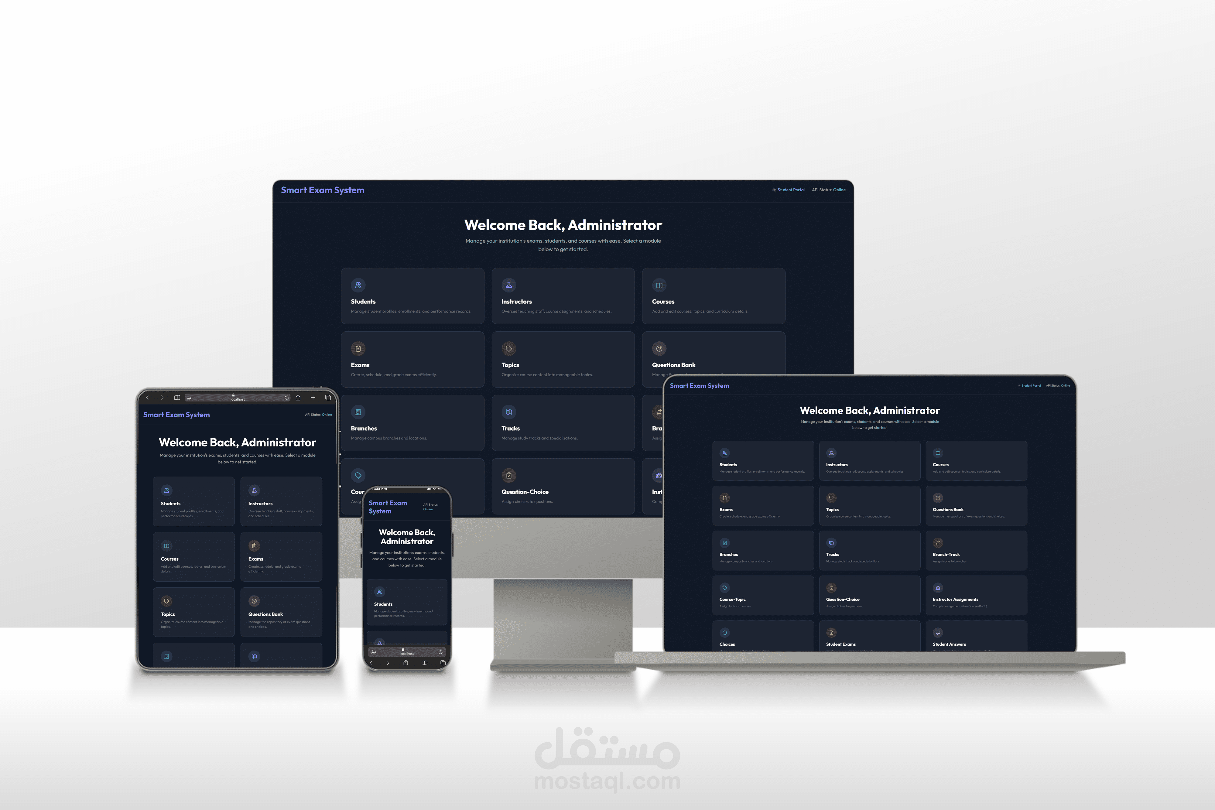 نظام إدارة الامتحانات والتقارير (Database + API)