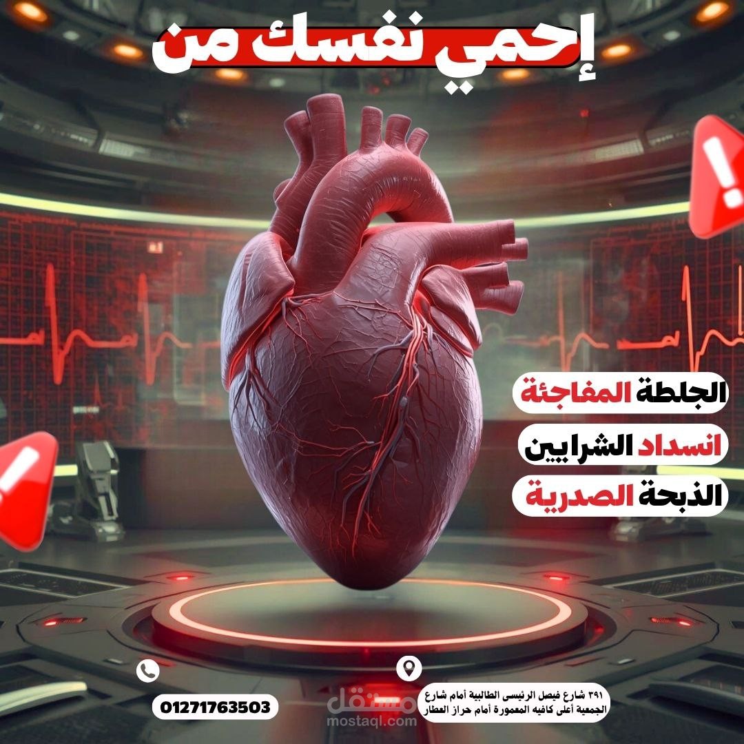 تصميم بوستر للتوعية بأهمية الفحوصات القلبية