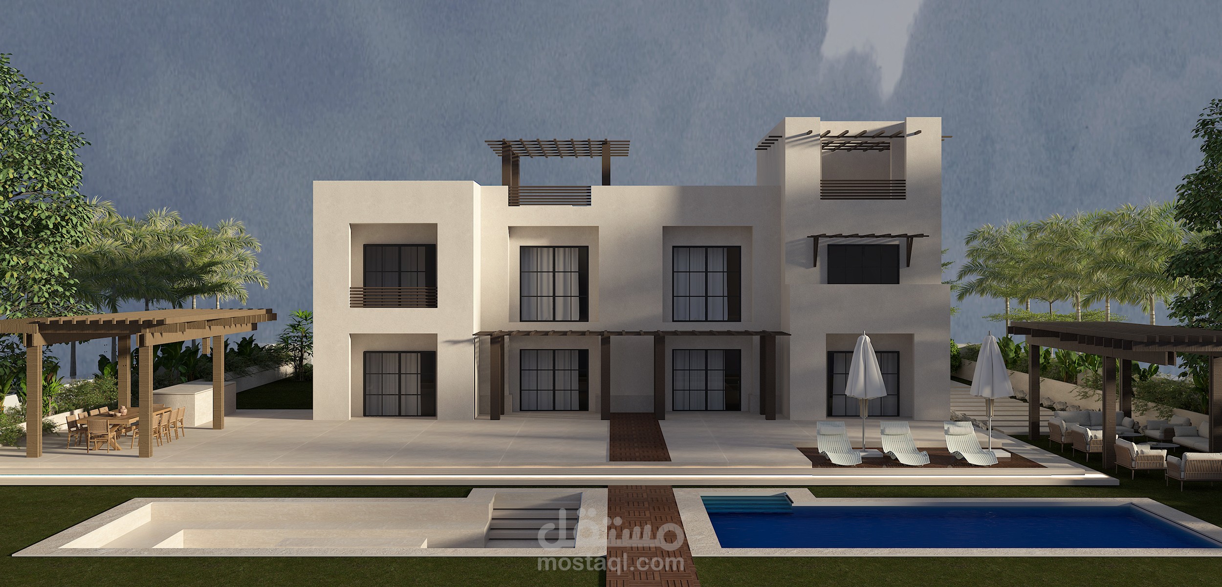 تصميم فيلا مع لاندسكيب