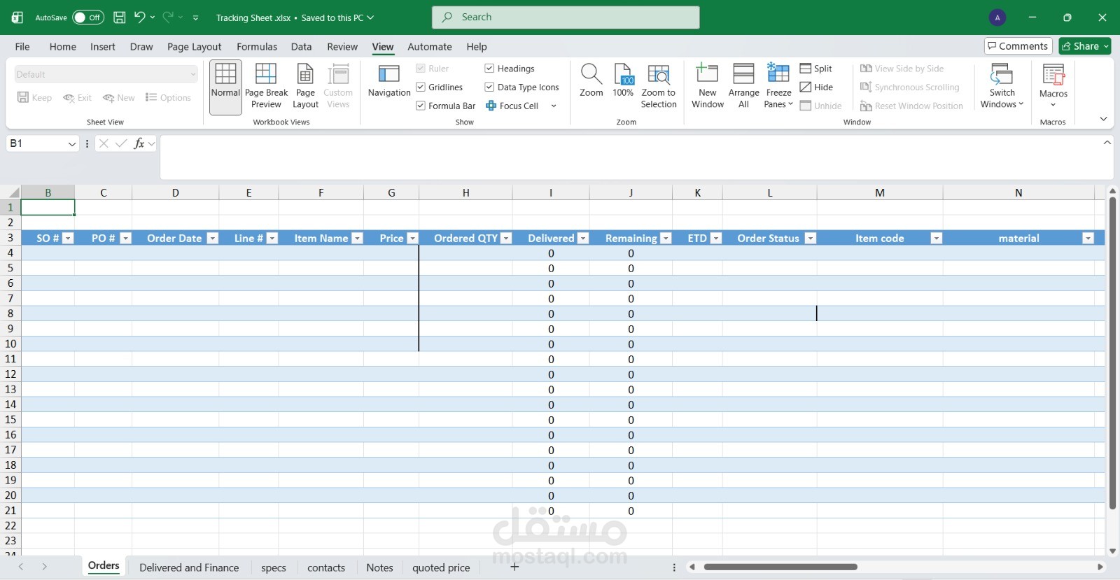 Tracking sheet for CRM