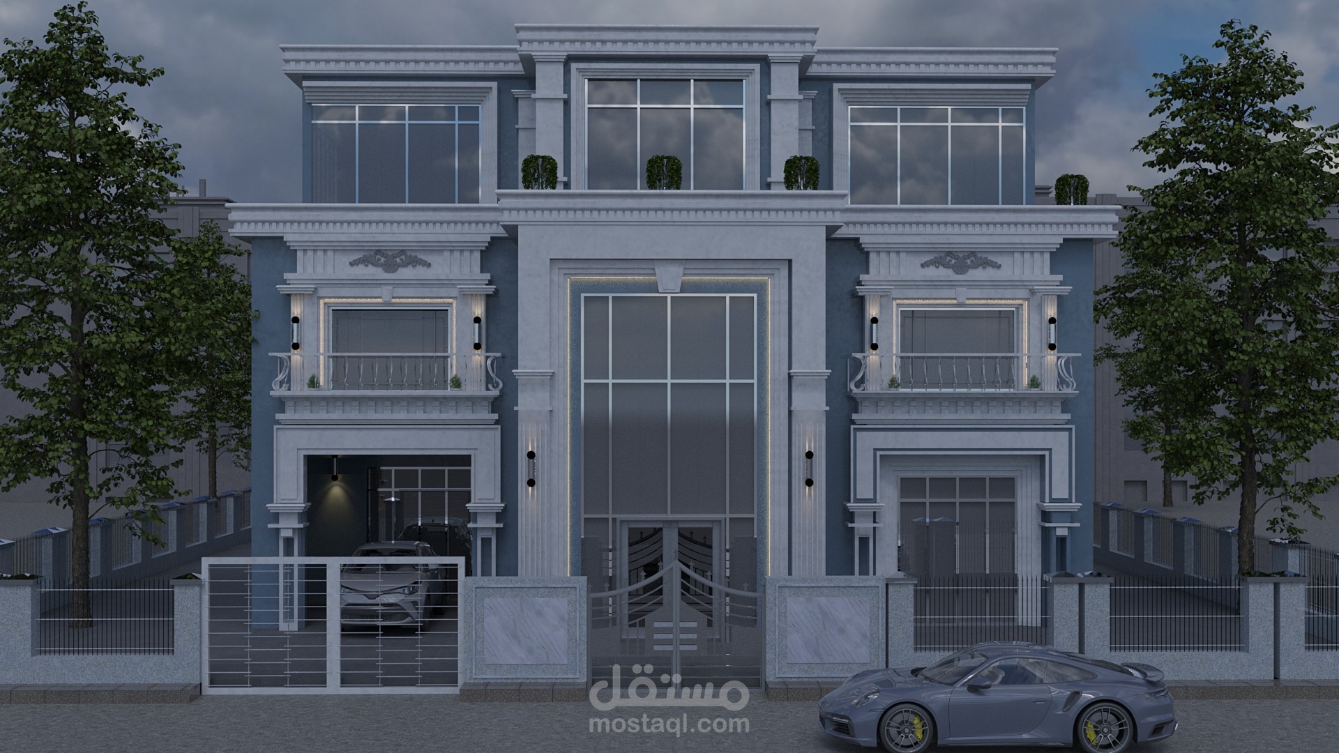 تصميم خارجي لفيلا سكنية - الطراز الكلاسيكي