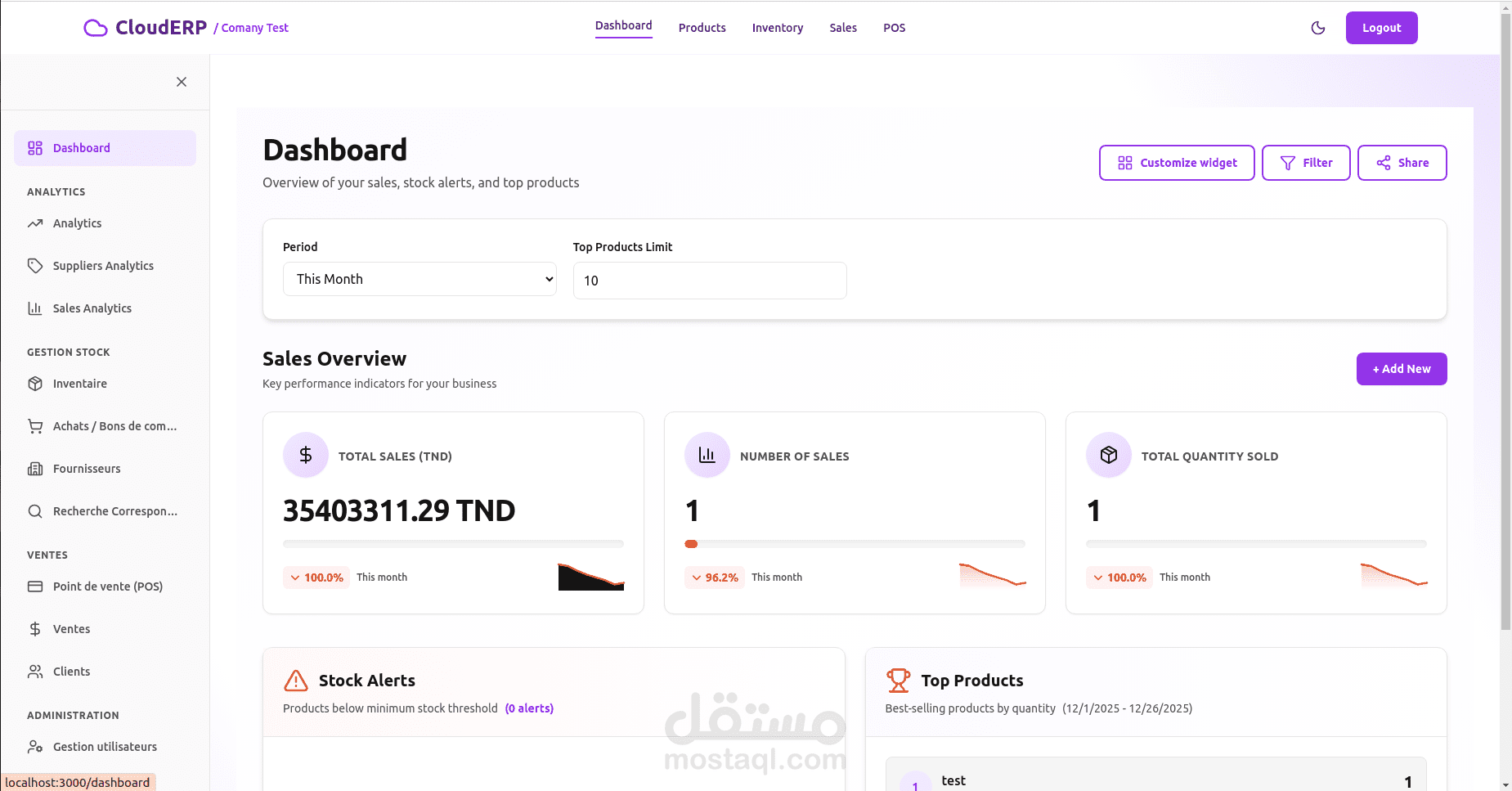 Web App ERP لإدارة محلات قطع غيار السيارات