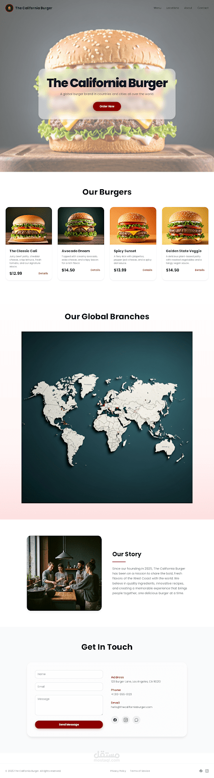 Burger restaurant Website Design