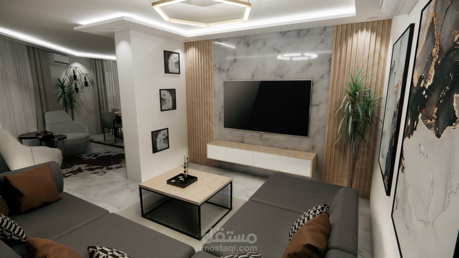 تصميم داخلي ريسيبشن لشقه