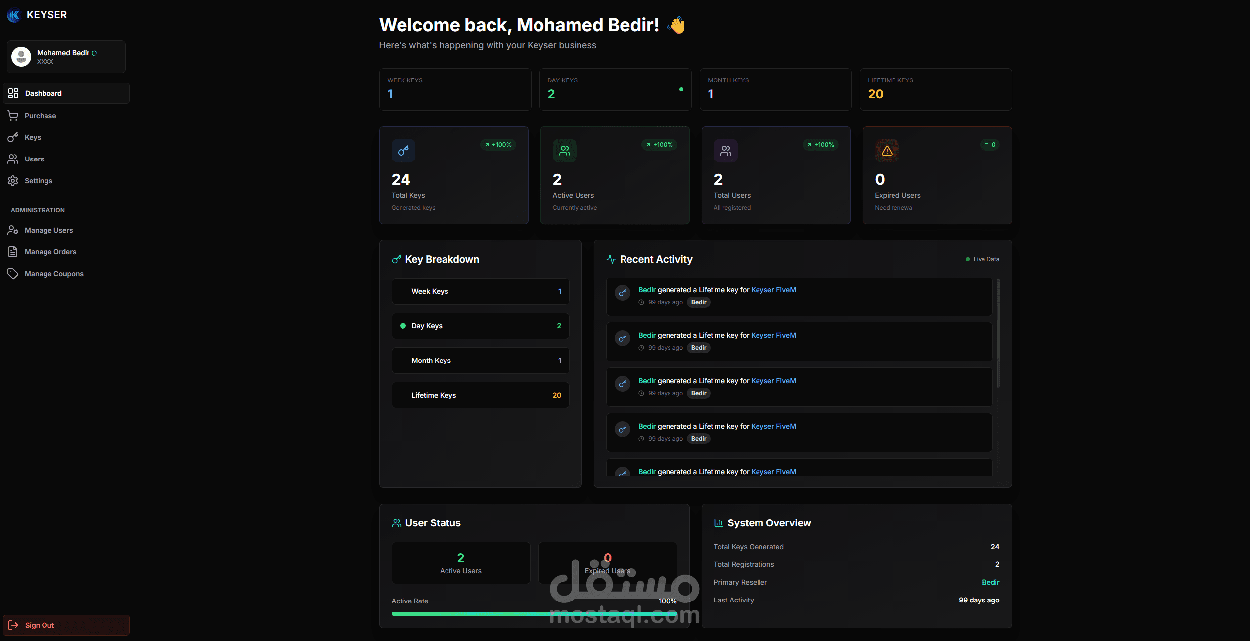 منصة Reseller Dashboard – نظام بيع تراخيص متعدد المستخدمين