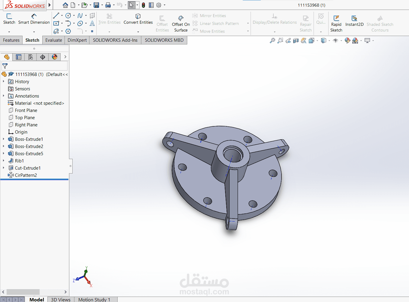 Round Mechanical Plate – SolidWorks Parametric Design